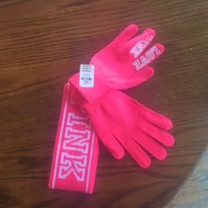 Pink Knitted Gloves/Headband Set